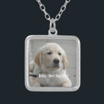 Colar Banhado A Prata Foto e nome do cão de retenção do Ouro personaliza<br><div class="desc">Personalize este Ouro Retriever Dog com a foto e o nome do seu cão ou do seu filhote (ou outra foto/nome do animal de estimação ou da pessoa). O texto diz "Melhor Cachorro Alguma Vez" ou adiciona seu próprio texto - Nós amamos Daisy (nome do seu cachorro), aniversário do cachorro...</div>