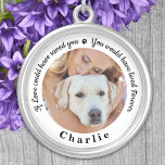 Colar Banhado A Prata Foto personalizada de cão Pet Memorial<br><div class="desc">Honre o seu melhor amigo com um colar personalizado de memórias de fotos. Esta lembrança única é o presente perfeito para você, família ou amigos para prestar homenagem ao seu amado. Este colar de memórias de cães exclusivo apresenta um simples design preto e branco com escrita decorativa. Citação: "Se o...</div>