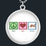 Colar Banhado A Prata Furões de Amor de Paz<br><div class="desc">Este presente legal dono de furões apresenta um sinal de paz bonito,  coração e furão de estimação. O presente dos Furões de Paz.</div>