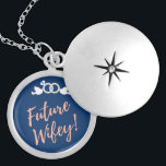 Colar Banhado A Prata Futuros Pássaros de Amor Sem Fio em Azul Profundo<br><div class="desc">Design do Futuro Wifey Love Birds que é perfeito para casais recém-engajados</div>
