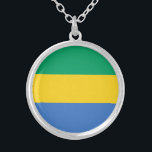 Colar Banhado A Prata Gabão Flag<br><div class="desc">Bandeira Patriótica do Gabão.</div>
