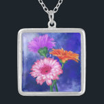 Colar Banhado A Prata Gerberas Silver Placeado Necklace<br><div class="desc">Garganta Gerberas de Três Cores</div>