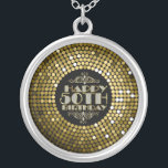 Colar Banhado A Prata Glamorous Glitter Happy 50º aniversário<br><div class="desc">Glamorous faux folks e white glitter 50th aniversário circulam design. Se precisar de ajuda para personalizar qualquer um dos meus designs,  entre em contato com o designer do ArtOnWear. Formatação de texto livre com ajuda ao vivo disponível por solicitação.</div>