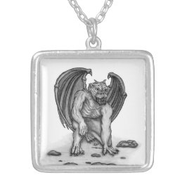 Colar Banhado A Prata Golem Gargoyle