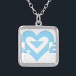 Colar Banhado A Prata Gráfico de Amor legal, Azul<br><div class="desc">Um design de logotipo gráfico,  feito sob medida. AMOR azul.</div>
