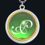 Colar Banhado A Prata Green Emerald Gem Monograma<br><div class="desc">Design único e elegante com gemstone. Modelagem e renderização de enfermeiras muito precisas no 3D Studio Max por parte de Búlgaro Lumini .Part da série Hyper Talismans.</div>