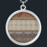 Colar Banhado A Prata Heirloom Têxtil com Padrões Decorativos<br><div class="desc">Impressão de um tecido decorativo de herança por June Erica Vess. Apresenta padrões florais em um fundo bronzeado. Se você gosta de tons de terra e flores esta é a compra para você!</div>