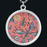 Colar Banhado A Prata Insetos de porta em vermelho-coral<br><div class="desc">Variedade de insetos e flores manuscritas em preto e branco</div>