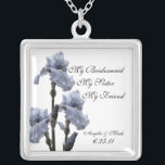 Colar Banhado A Prata Iris da ponte azul<br><div class="desc">"A minha dama de honra,  a minha irmã,  a minha amiga",  o colar Blue Iris é um presente personalizável para toda a festa noiva.</div>