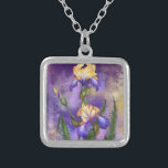 Colar Banhado A Prata Iris Flowers Necklace Irises - Pintura<br><div class="desc">Linda pintura Iris Flowers MIGNED</div>
