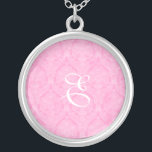Colar Banhado A Prata Lace rosa Monograma Sterling Silver Neace<br><div class="desc">Linda Lace Sterling Silver Necklace - a cor de fundo pode ser alterada. Excelente como um favor de casamento,  presente de casamento,  presente de aniversário ou presente de feriado.</div>
