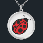 Colar Banhado A Prata Ladybug Necklace<br><div class="desc">Uma joaninha vermelha é o foco deste colar. O design é da arte original.</div>
