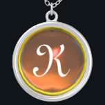 Colar Banhado A Prata Laranja Agate Gem Monograma<br><div class="desc">Design único e elegante com gemstone. Modelagem e renderização de enfermeiras muito precisas no 3D Studio Max por parte de Búlgaro Lumini .Part da série Hyper Talismans.</div>