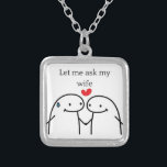 Colar Banhado A Prata Let me Ask My Wife<br><div class="desc">The image humorously depicts two characters holding hands, with one of them saying, “Let me ask my wife.” This playful illustration highlights the dynamics of decision-making within relationships. A imagem mostra de forma divertida dois personagens de mãos dadas, com um deles dizendo: “Deixe-me perguntar à minha esposa”. Essa ilustração brincalhona...</div>