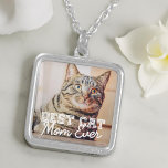 Colar Banhado A Prata Melhor Cat Mãe Alguma Vez Moderna Foto Personaliza<br><div class="desc">Este design simples e clássico é composto por tipografia serif e adiciona uma foto personalizada</div>