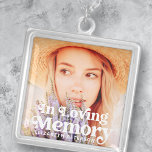 Colar Banhado A Prata Memória Personalizada Simples De Amor<br><div class="desc">Este design simples e clássico é composto por tipografia serif e sans serif e adiciona uma foto personalizada.</div>