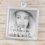 Colar Banhado A Prata Memória Personalizada Simples De Amor<br><div class="desc">Este design simples e clássico é composto por tipografia serif e sans serif e adiciona uma foto personalizada.</div>