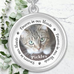 Colar Banhado A Prata Memorial Do Gato Pet Pet Foto Para Sempre Em Nosso<br><div class="desc">Honre seu melhor amigo com um colar personalizado de memórias fotográficas. Esta única lembrança de animais de estimação é o presente perfeito para você, sua família ou amigos prestarem tributo ao seu amado. Esperamos que o seu colar de fotos memoriais traga-lhe paz, alegria e memórias felizes. Cite "Para sempre em...</div>
