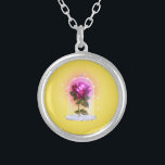 Colar Banhado A Prata Meninas de beleza de Rosa vermelha mágica encantad<br><div class="desc">colar</div>