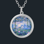 Colar Banhado A Prata Monet: Lírios d'água 1919, famosa pintura,<br><div class="desc">Claude Monet: Lírios de Água Vermelho,  1919,  bela pintura de arte</div>
