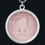 Colar Banhado A Prata Monograma de Dissipadores Brilhantes Dourados Eleg<br><div class="desc">Glitter de brilho Dourado brilhante Rosa com cinzas Monograma Coloca com brilho fino cor-de-rosa/rosa de cor-de-rosa com brilho com seu monograma e nome personalizados. Entre em contato conosco em cedarandstring@gmail.com se precisar de assistência com o design ou produtos correspondentes.</div>