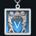 COLAR BANHADO A PRATA MONOGRAMA DE PEQUENOS ÂNGULOS DE RENASCIMENTO DE F<br><div class="desc">Magistratura italiana Elegante e clássica Florentine de Bottega della Robbia ( Florence - Itália ) com uma pedra brilhante 3d .</div>