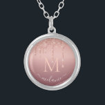 Colar Banhado A Prata Monograma do seu nome Rosa Dourado Blush Glitter S<br><div class="desc">Colares com Nome do Monograma Rosa de Texto Frente de Lente Dourada Aniversário Personalizado da Lente Esmagadora da Lente Esmagadora - Ofertas/Ofertas de Partido ou Casamento - Adicione Sua Carta / Nome - Texto ou Remover - Torne Sua Oferta de Colar Especial - Redimensione e mova ou adicione texto /...</div>