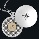 Colar Banhado A Prata Na moda de tendências de Xadrez Dourada branco mon<br><div class="desc">Monograma deste Colar Branco Negro e Dourado com suas iniciais. Faz um presente excelente para qualquer mulher na sua vida. Presentes para Dia de as mães,  presentes de Bridesmaid e presentes de noivas.</div>