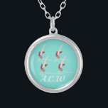 Colar Banhado A Prata Nadação Artística<br><div class="desc">Design de natação artística com texto personalizável.</div>