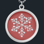 Colar Banhado A Prata Necklace Crystal Snowflake (vermelho)<br><div class="desc">Cristais espumantes e miçangas cintilantes decoram a ilustração fotográfica neste colar. Faz uma bela lembrança para qualquer garota na festa de casamento.</div>