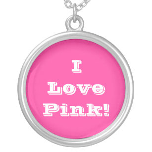 Colar Banhado A Prata Niecklace I Love Pink
