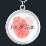 Colar Banhado A Prata Noiva E Impressões Digitais De Casamento<br><div class="desc">Noiva E Fingerência De Groom...  Casamento De Keepsaklace Charm Necklace.</div>