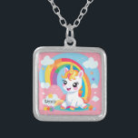 Colar Banhado A Prata Nome Personalizado do Unicórnio Arco-Íris Bonito d<br><div class="desc">Esta criação caprichosa traz um toque de magia ao seu mundo. Seja uma peça decorativa para o quarto do seu filho ou um presente delicioso,  deixe este bebê unicórnio e arco-íris brilharem o dia com seu charme místico. ✨ 🌈 🦄</div>