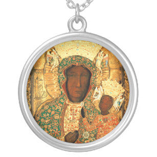 Colar Banhado A Prata Nossa Senhora de Czestochowa Madonna Jewelry