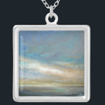 Colar Banhado A Prata Nuvens costeiras com oceano<br><div class="desc">Uma incrível pintura costeira daquela impressionante costa californiana, como mostra Sheila Finch. Esta paisagem inspirada na natureza pega um toque do familiar e aplica um toque moderno nesta peça colorida de arte trazida a vocês pelo World Art Group. Luz quebrando nuvens sobre um oceano calmo que certamente inspirará uma legal...</div>