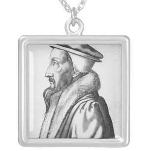 Colar Banhado A Prata O retrato de João Calvino envelheceu 53, 1564