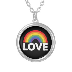Colar Banhado A Prata Orgulho Amor Igualdade Gay Rainbow LGBTQ