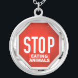 Colar Banhado A Prata Parar de Comer Animais Vegetarianos<br><div class="desc">Pare de Comer Animais Perfeitos para o animal amar Vegan ou Vegetariano em sua vida.</div>