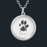 Colar Banhado A Prata Pata de Cachorro Imprime com o Nome do Seu Pet - P<br><div class="desc">Pata de Cachorro Imprime com o Nome do Seu Pet - Preto -</div>