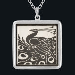 COLAR BANHADO A PRATA PEACOCK BRANCO PRETO ELEGANTE<br><div class="desc">Pavão Elegante Art Nouveau a preto e branco</div>