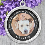 Colar Banhado A Prata Personalizada Simpatia de Memorial de Pet Keepsasa<br><div class="desc">Honre o seu melhor amigo com um colar personalizado de memórias de fotos. Esta lembrança única é o presente perfeito para você, família ou amigos para prestar homenagem ao seu amado. Este colar de memórias de cães exclusivo apresenta um simples design preto e branco com escrita decorativa. Citação: "Se o...</div>