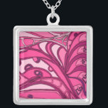 Colar Banhado A Prata Pintura do painel cor-de-rosa abstrato<br><div class="desc">Um impressão Daliesque,  esta pintura cor-de-rosa abstrato de Tina Kafantaris apresenta linhas torcidas e derretidas segmentadas em três painéis. Um impressão surrealista vibrante que pareceria excelente em vários produtos. Confira!</div>