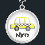 Colar Banhado A Prata Presente de táxi NYC Yellow Nova Iorque Checkered<br><div class="desc">Design apresenta uma ilustração de aquarela original de um táxi Nova Iorque com verificação de amarelo clássico. Excelente para qualquer pessoa que viva ou ame a NYC! Não vê o que está procurando? Precisa de ajuda para a personalização? Clique em "contate este designer" para criar algo apenas para você!</div>