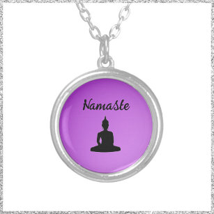 Colar Banhado A Prata Purple Buddha Namaste