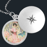 Colar Banhado A Prata Regência de Mulher Vitoriana Flórida Rosa<br><div class="desc">Um tema rico e elegante da era vitoriana com uma linda pintura de J. Barrick (1908) e a dissociação de flores de colagem,  borboleta,  fundo William Morris e espirais.</div>