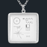 Colar Banhado A Prata Registro dourado do explorador da NASA<br><div class="desc">Pode você lê-los?  Você é provavelmente uma alienígena.</div>