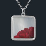 Colar Banhado A Prata Rosas vermelhas contra o céu azul brilhante<br><div class="desc">Rosas vermelhas Contra uma Foto Brilhante do Céu Azul por Sandy Closs,  tirada no lago Arrohead. "rosa vermelha""rosas vermelhas""rosa rosa rosa""rosas cor-de-rosa""casamentos""presente de amor""flor vermelha""flores vermelhas" rosa vermelho azul vermelho rosa "presentes com rosas"</div>