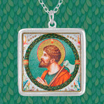Colar Banhado A Prata Ruas. Matthias o Praça Apóstolo (JMAS 09)<br><div class="desc">Rua. Matthias (século 1rua) foi escolhido por sorteio no meio da Ascensão e Pentecoque para substituir Judas Iscariot como Apóstolo. As tradições variam um pouco sobre o seu ministério da seleção postada, mas concordam que ele sofreu martírio. Aqui, ele toma um machado como seu instrumento; em outras representações, ele pode...</div>