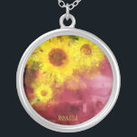 Colar Banhado A Prata *~* Rústica Rústica Rústica Rústica Castanha<br><div class="desc">* Rustic Vintage botânico encantador Borgonha Dourada Floral Blossoms e Watercolor Amarelo Sunflower Creative Unique Modern design. * Este alegre e moderno campo Rustic Vintage, adorável Vintage, Amarelo, de grande aquarela, em um Merlot Abstrato Borgonha e uma marca Dourada para um design.Colar Metafísico Espiritual de Nova Era Plantado em Prata...</div>