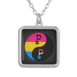 Colar Banhado A Prata Símbolo do Orgulho Pansexual Yin e Yang na Bandeir